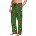 thumbnail image 3 of Mens Pajama Pants - Soft Sleep & Lounge Pants for Men, American football rugby green Cuteness Casual PJ Bottoms Pants with Pockets, 3 of 5