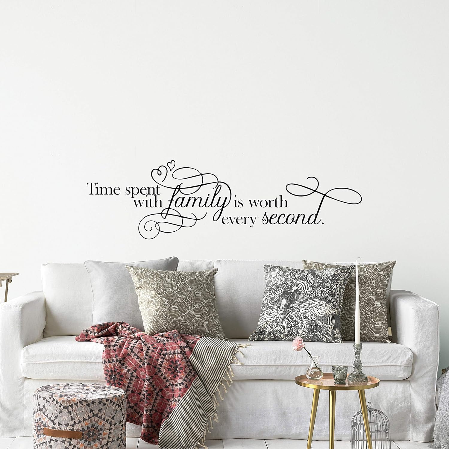 QTH Time Spent with Family is Worth Every Second Wall Sticker Dining Room Wall Decal Living Room Decor Sign Quote Wall Art Vinyl Wall Decal Kitchen Bed Room Words Saying Rustic Farmhouse