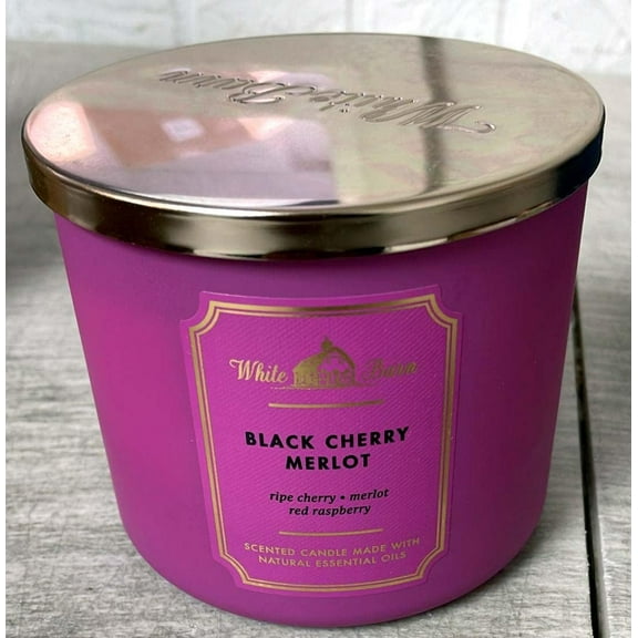 White Barn Candle Company 3-Wick Scented Candle - Black Cherry Merlot (14.5 oz) with Natural Oils