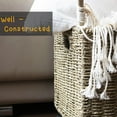 thumbnail image 4 of Set 2 Nesting Natural Wicker Rolling Storage Baskets on Wheels w Insert Handles, Under Table Under Desk Woven Storage Bins, Mobile File Cabinet Organiser (Seagrass, Sizes M, L Nesting), 4 of 17