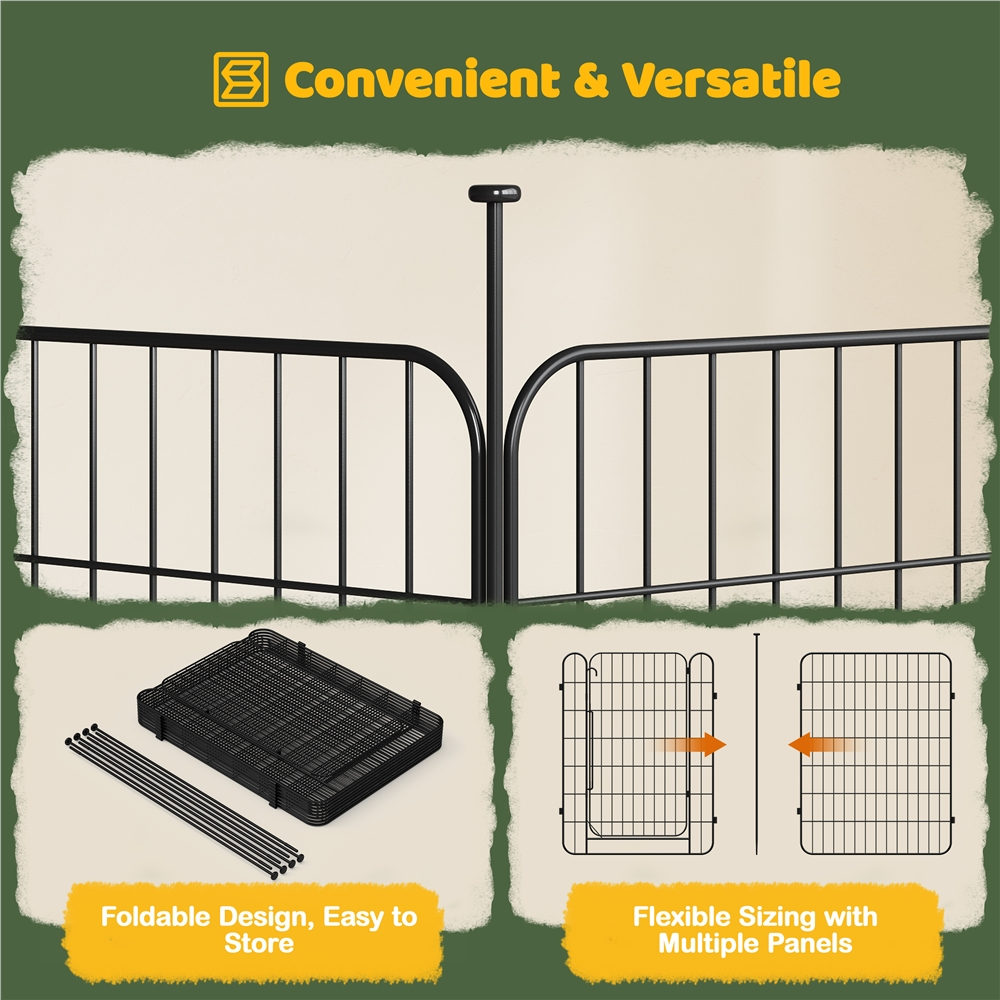 Yaheetech 8 Panels Foldable Metal Dog Playpen Puppy Fence with Door, 31.5″ H, Black