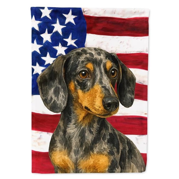 Carolines Treasures WDK6072GF 15.5 x 11.25 in. Dapple Dachshund American Flag Garden Flag