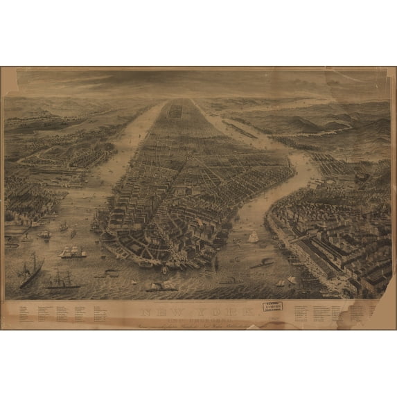 24"x36" Gallery Poster, map of New York city 1867 P2