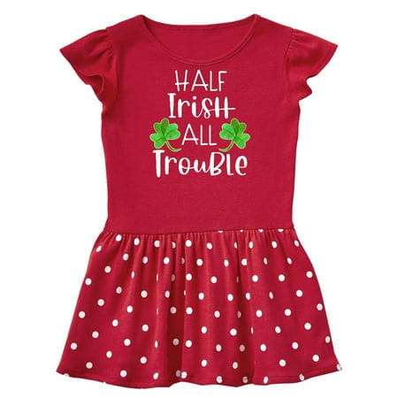 

Inktastic Half Irish All Trouble with Green Clovers Gift Baby Girl Dress
