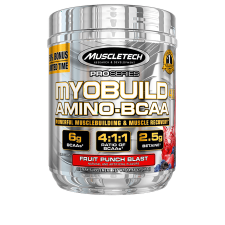 Pro Series Myobuild BCAA Amino Acids Supplement, Muscle Building and Recovery Formula with Betaine & Electrolytes, Fruit Punch Blast, 36 Servings (Best Muscle Supplement Ever)