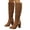 Brown, variant on Womens Knee High Boots Pointed Toe Suede Wide Calf Riding Booties Chunky Heel Tall Fall Dress Shoes