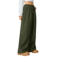 thumbnail image 3 of Women'S Wide Leg Pants Corduroy High Waist Palazzo Pants Comfy Baggy Trousers Army Green L, 3 of 8