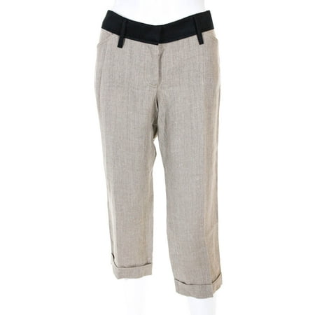 Pre-owned|Dolce and Gabbana Womens Mid Rise Straight Leg Capri Dress Pants Beige Size 42