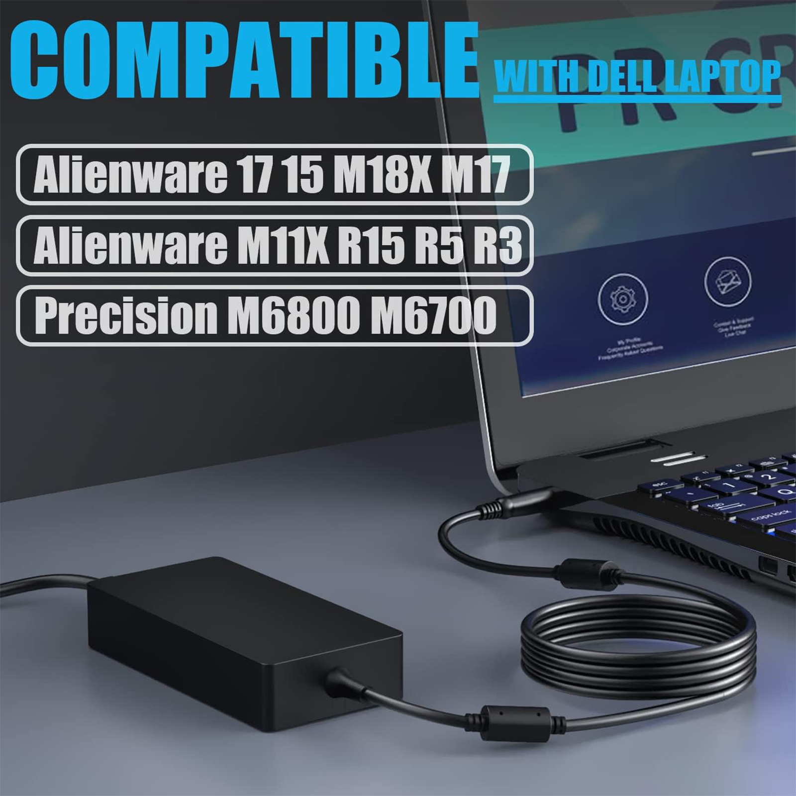 240W 180W Charger for Dell G3 G5 G7 G15, Precision 7670 7680 7770 7780 Precision M4600 M6600 M6700 M6800 Alienware 17 15 13 M15 M117.4mm tip