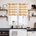 thumbnail image 2 of 2 Panels Kitchen Tier Curtains 39 Inch Length, Burnt Orange Striped Grommets Window Treatment Curtain, Farmhouse Vintage Stripes Thermal Curtains Drapes for Living Room/Bathroom, 2 of 9