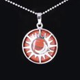 thumbnail image 1 of Pendant Flat Bead Natural Stone Crystal Quartz Silver Color Necklace Women Men, 1 of 6