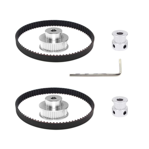 Befenybay 2Kit 2GT rueda síncrona 20 y 40 dientes 6,35 mm de diámetro polea de distribución de aluminio con 2 piezas de longitud 200 mm ancho 6 mm correa (20-40T-6.35B-6)