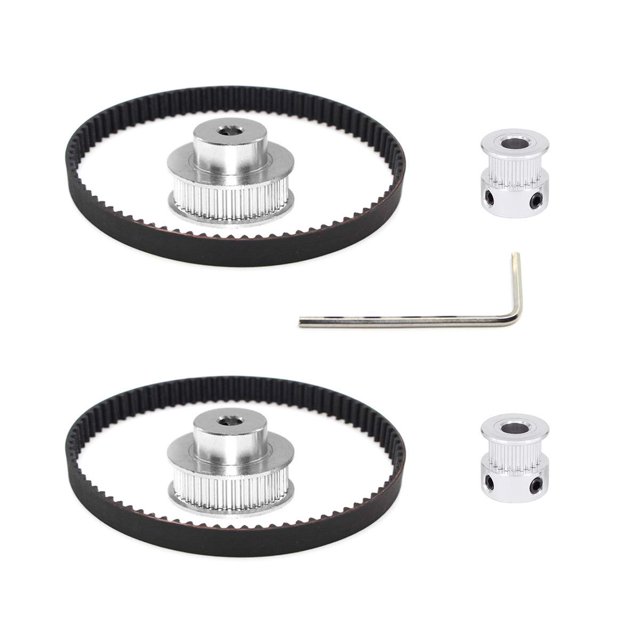 Befenybay 2Kit 2GT rueda síncrona 20 y 40 dientes 6,35 mm de diámetro polea de distribución de aluminio con 2 piezas de longitud 200 mm ancho 6 mm correa (20-40T-6.35B-6)