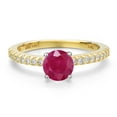 thumbnail image 3 of Gem Stone King 14K Two Tone Gold Red Ruby and Lab Grown Diamond Engagement Ring for Women | 1.16 Cttw | Round 6MM | Gemstone July Birthstone | Size 5, 3 of 6