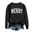 thumbnail image 4 of Women Merry Christmas Sweatshirts Xmas Letter Print Crewneck Tunic Tops Long Sleeve Holiday Party Pullover, 4 of 4
