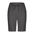 thumbnail image 6 of Womens Summer Bermuda Shorts Plus Size Elastic High Waist Rolled Hem Lace Trim Breathable Comfy Daily Lounge Vacation Beach Shorts S-5XL, 6 of 9