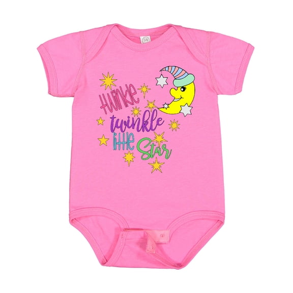 Inktastic Twinkle, Twinkle, Little Star with Yellow Moon in Night Cap Boys or Girls Baby Bodysuit