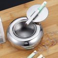 thumbnail image 5 of Stainless Steel Modern Tabletop Ashtray With Lid, Cigarette Ashtray Compatible With Indoor Or Outdoor Use, Desktop Smoking Ash Tray Compatible With Ho, 5 of 5