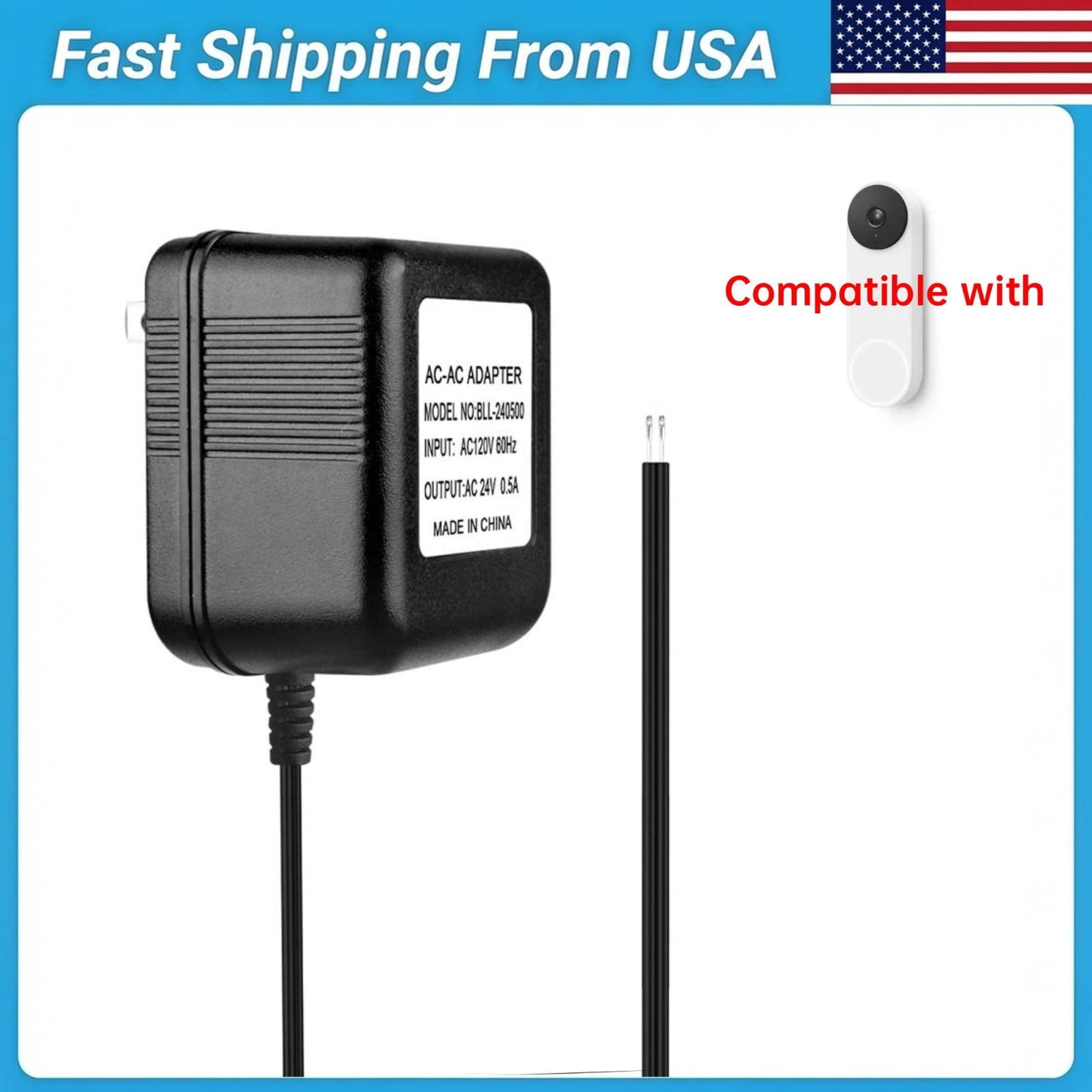HQRP 16VAC 10VA Transformer Compatible with SimpliSafe, Nest Hello