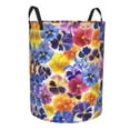 thumbnail image 2 of Daiia the Garden Tricolor Pansy Flower Laundry Hamper With Handles Large Storage Basket/Toy Organizer/Dirty Clothes Collapsible Waterproof For College Dorms, Bedroom,Bathroom, 2 of 8