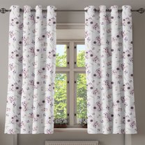 Ambesonne Anemone Flower Grommet Curtain, Bridal Romantic, 50" x 54", Pale Pink Purple Lilac