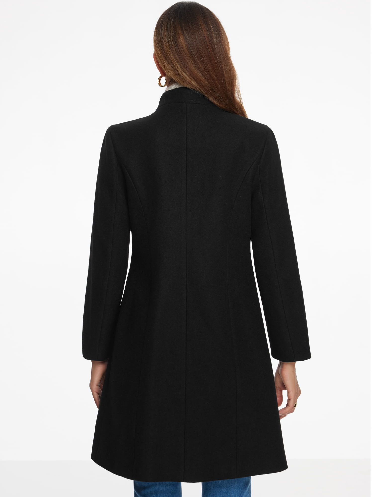 DARING DIVA Women's Stylish Peacoat Wrap Collar 2024 Winter Trench Long Coat S Black