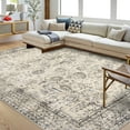 thumbnail image 2 of Hasoo Traditional Area Rugs 8' x 10' Foldable Persian Oriental Floral Print Carpet Non Slip Indoor Thin Rug for Living Room Bedroom Kitchen Beige Brown, 2 of 7