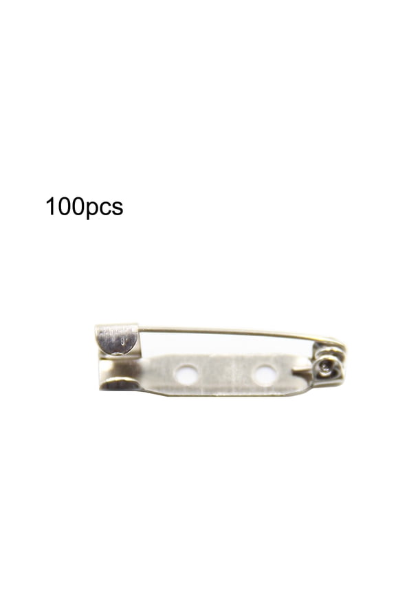 100Pcs Practical Alloy Brooch Bar Backs Safety Pins with Holes for Jewellery Findings