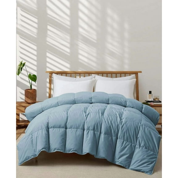 Unikome All Season Goose Down Comforter, King - Steel Blue