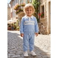 thumbnail image 5 of BemeyourBBs Toddler Baby Boy Mama's Boy Outfit Cute Infant Baby Boys Spring Falll Winter Clothes Clollar Button Long Sleeve Daddy's Buddy Letter Embroidery Sweatshirt Top Pocket Jogger  Pants Set, 5 of 8