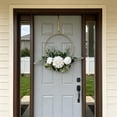 thumbnail image 2 of DefiDgd Metal Hanging Flower Wreath for Front Door,Vintage Layered Faux Rose Floral Wreaths Hoop for Outside Home Porch Wall Window Wedding Party Decoration(White), 2 of 6