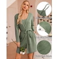 thumbnail image 4 of Ekouaer Womens 3 Piece Waffle Knit Lounge Set Soft Pajama Sets Tank Top and Shorts Cardigan with Pockets S-XXL, 4 of 5