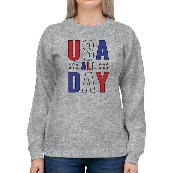 Usa All Day Slogan Sweatshirt Women -GoatDeals Designs, Female 4X-Large