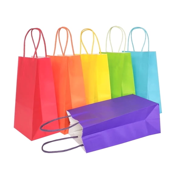 IN-JOOYAA Multi Color Gift Bags Mini Small Kraft Paper Gift Bags with Handles 12 Pcs (Rainbow, 4.7 x 2.4 x 6 in)