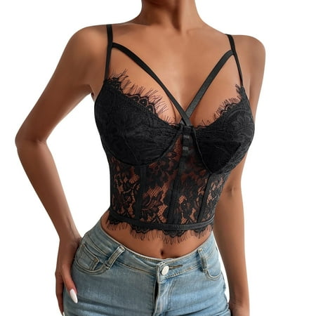 

Women Floral Lace Bustier Corset Party Bralet Crop Top Sleepwear Underwear