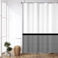 thumbnail image 2 of 84x72 Inch Black Stripe Fabric Shower Curtain Vintage Stripe Splicing Neutral Stall Bath Curtain Rustic Farmhouse Bohemian Bathtub Curtain for Kids Bathroom Decor Polyester with Hooks, 2 of 6