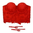 thumbnail image 3 of ELLACCI Women's Floral Lace Bustier Crop Top Gothic Corset Bra Tops Red X-Small, 3 of 9