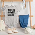 thumbnail image 3 of Worlds Okayest Cousin Family Relative Romper Boys or Girls Infant Baby Brisco Brands 24M, 3 of 6