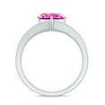 thumbnail image 2 of Rosec Jewels Designer Split Shank Ring with Created Pink Sapphire and Diamond (8 mm), 14K White Gold, US 7.50, 2 of 9