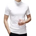 thumbnail image 2 of Pink Season Men Summer Top Half High Collar Solid Color Soft Pullover Breathable Keep Cooling Casual Short Sleeves Men Summer T-shirt Men Clothing, 2 of 8