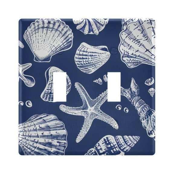 Shells Screw Starfish Light Switch Plate Covers 2 Gang Wall Plate Plastics Outlet Covers for Kitchen Home Office Decor
