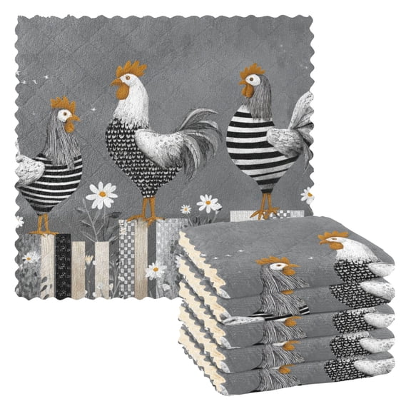 6 Pieces of Kitchen Towels 11x11Inch Kitchen Dish Cloths Kitchen Dish Towels Reuseable Cleaning Cloths The Gray Chickens