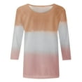 thumbnail image 4 of GERsome Women's Casual Tops 3/4 Sleeve Color Block Shirts Loose Fit Lightweight Crew Neck Basic Tops Cute Pullover S-2XL Khaki/S, 4 of 5