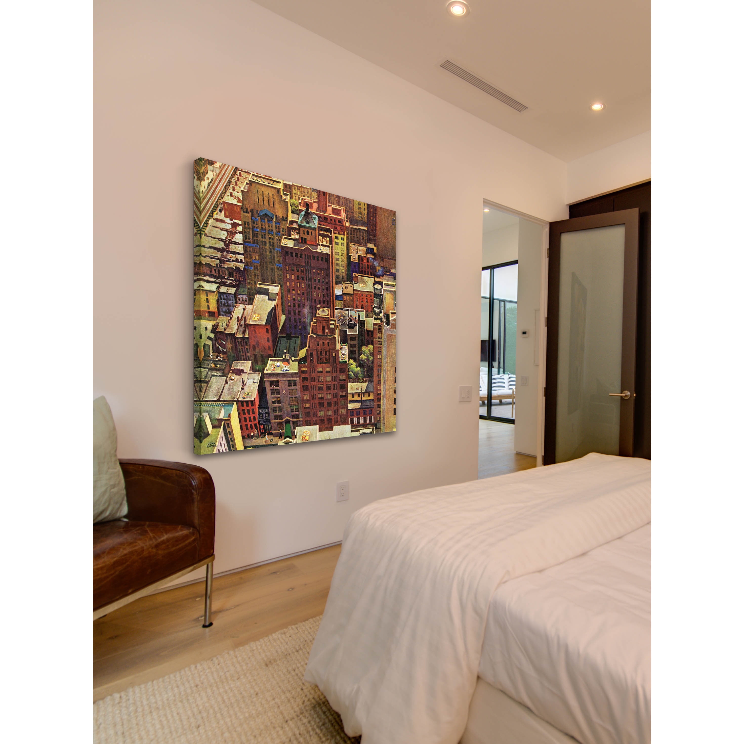 Marmont Hill "Bird's-Eye View of New York City" by John Falter Painting Print on Canvas