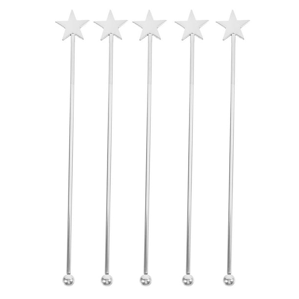 BRIGHTFUFU 5 varillas agitadoras largas de metal de acero inoxidable para café, bebidas, cócteles y más.