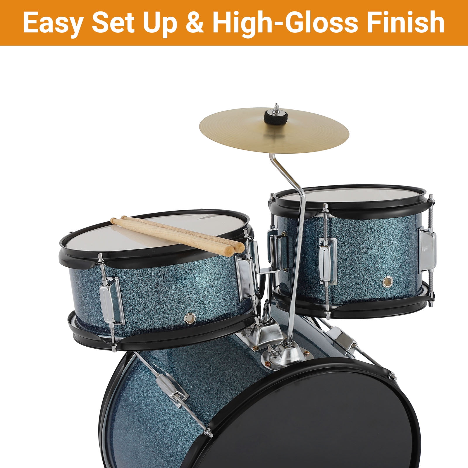 M optimized 5 Piece Drum Set for Musical Instruments, AD-300 with Bass Drum, Tom-Tom, Snare, Cymbals, Hi-Tone Drum, Sticks, Base Pedal and Stool, Beginner Set