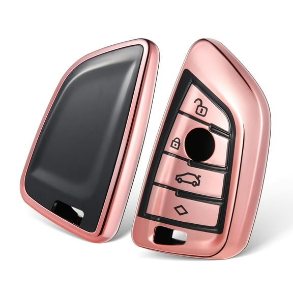 BINB ROAD Compatible with BMW Key Fob Cover Case Protection Soft TPU Case for X1 X3 X5 X6 1 2 5 7 Series - Pink
