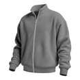 thumbnail image 3 of KyCheLot Mens Full Zip up Sweatshirt Long Sleeve Mock Neck Textured Pullover Loose Drop Shoulder Outwear, 3 of 6