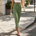 thumbnail image 5 of MexChoioe Womens High Waist Trousers Ruffled Paperbag Waist Drawstring Slim Fit Ankle Length Casual Pants, 5 of 5