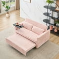 thumbnail image 2 of Corduroy Pull-out and Push-in Sofa with Dual Functions,Convertible Sofa Bed with a Movable Tabletop and USB Ports,Adjustable Backrest Couch Bed for Living Room ,Bedroom and Guest Room,Pink, 2 of 7
